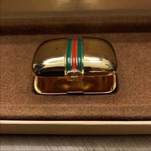 Vintage Gucci gold tone enamel pill case